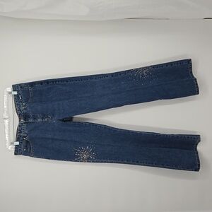 Escada Sport Jeans Rhinestone Crystal Sun Bursts Denim Jeans Medium Wash Size 8